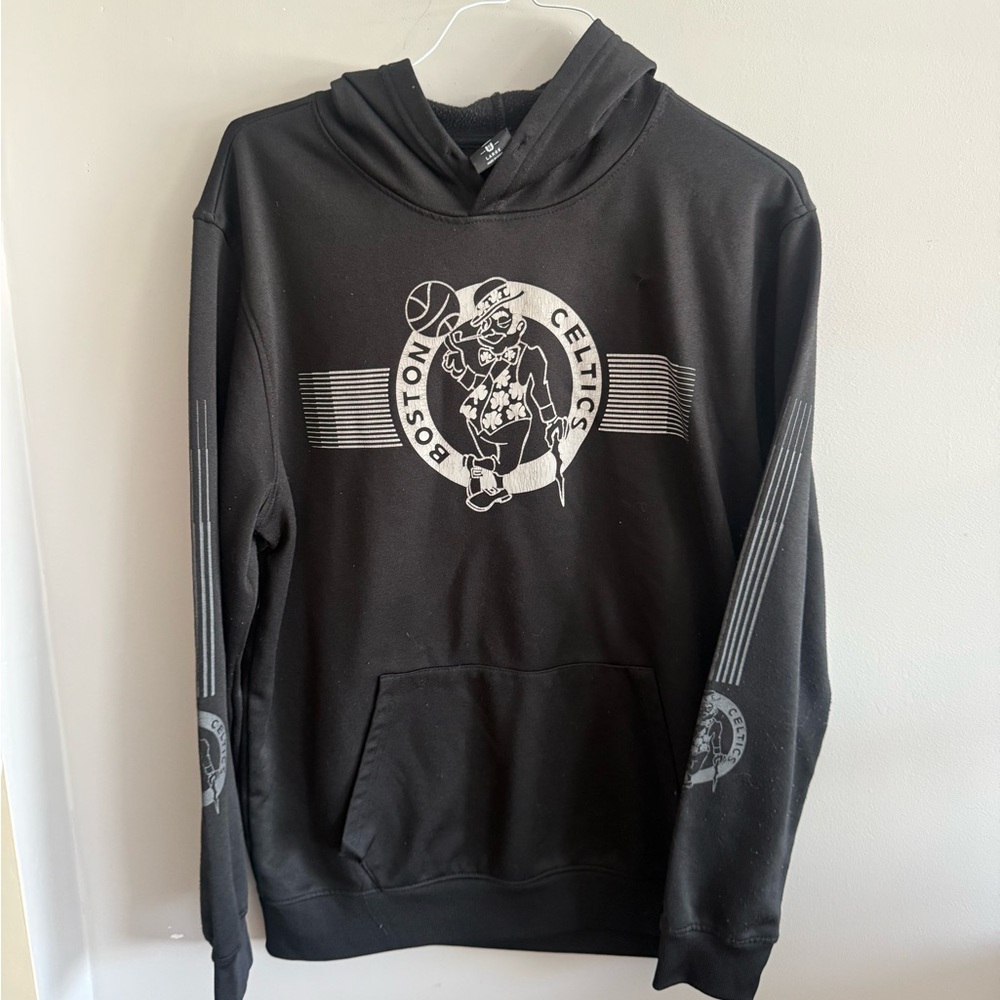 NBA Boston Celtics Black Hoodie with White Logo Stripes
